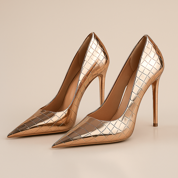 Noir Éclat™ – Tacones de Cocodrilo Esculpidos