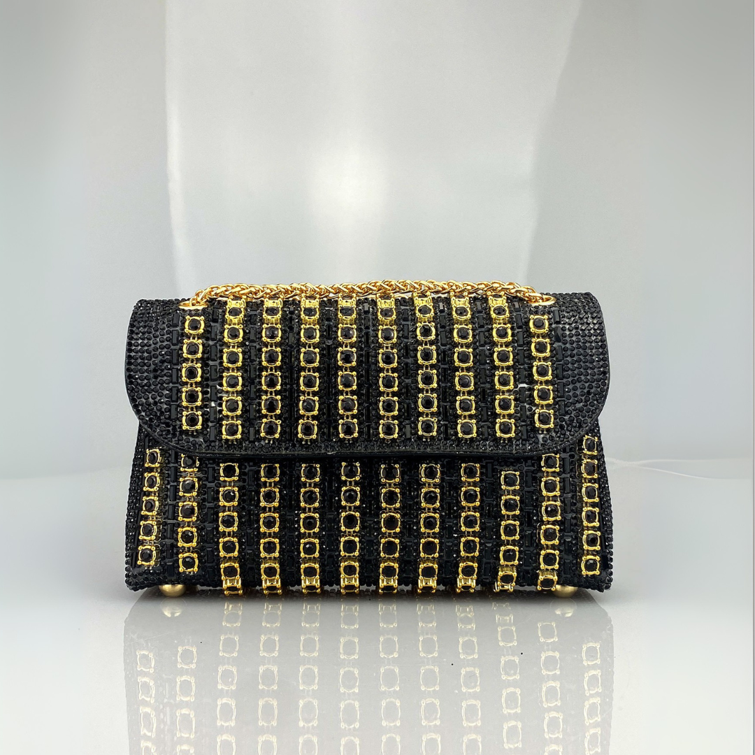 Alba | Bolso de Hombro con Cadena Chic y Diamantes de Color