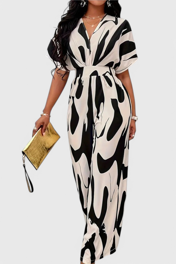 Zahara Mono Abstracto con Cintura Ajustada