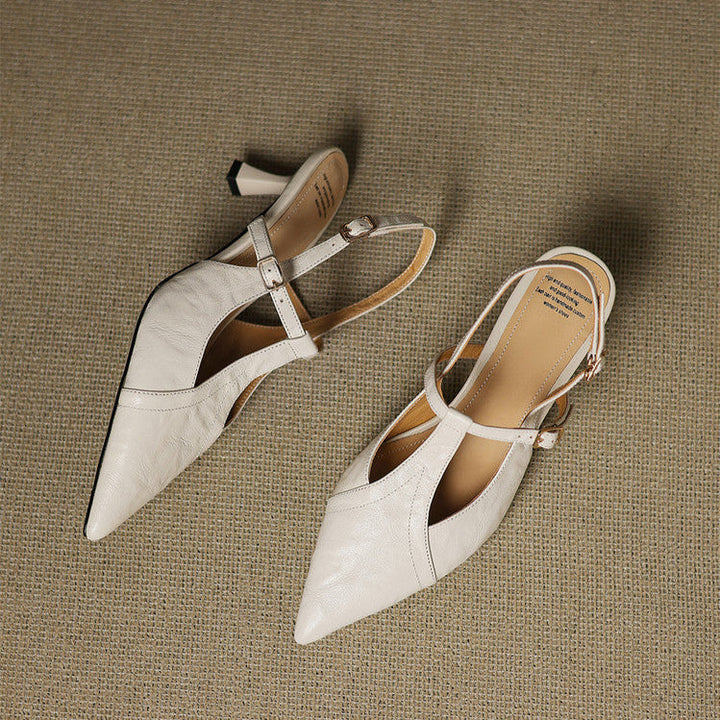 Tacones Altos de Cuero Noir Auténtico