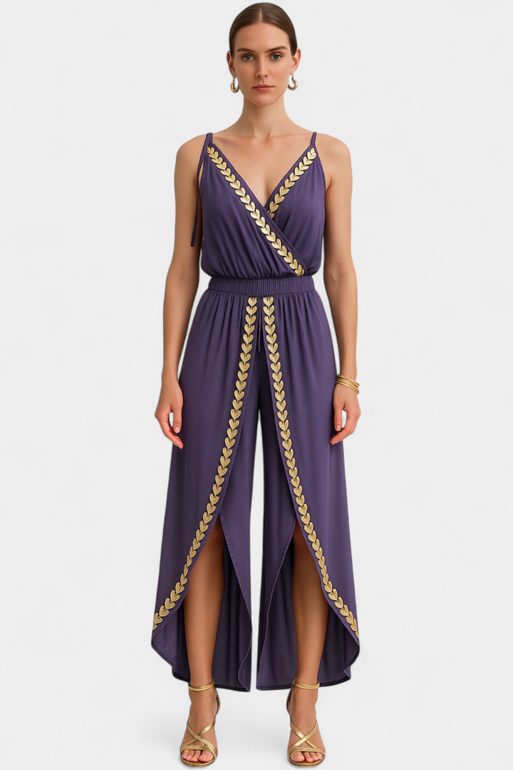 Donatila Mono Único con Detalles Dorados y Pierna Abierta