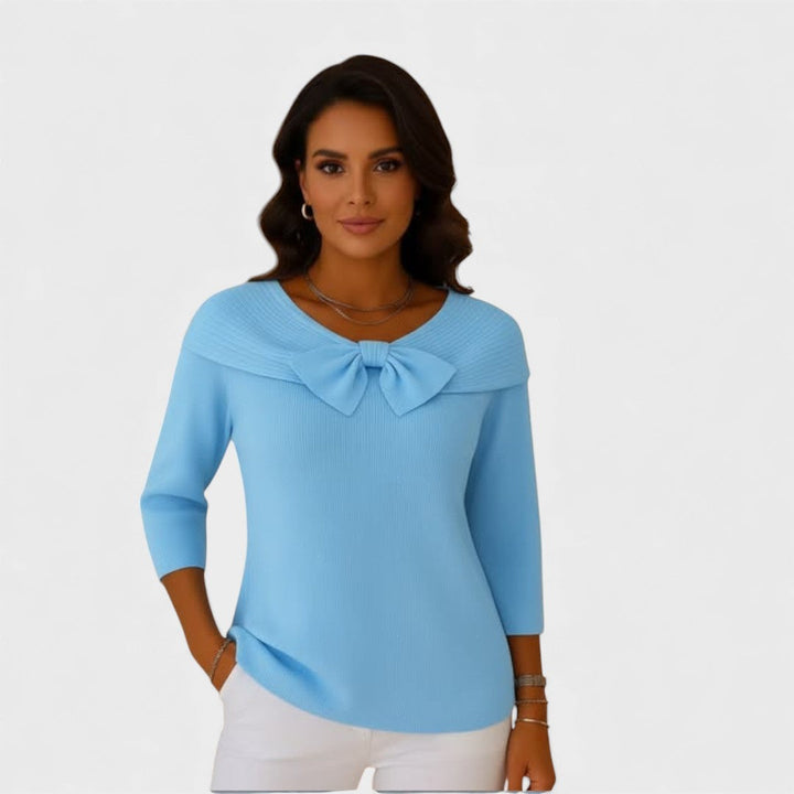 Selena – Suéter de Mujer con Lazo y Escote Redondo