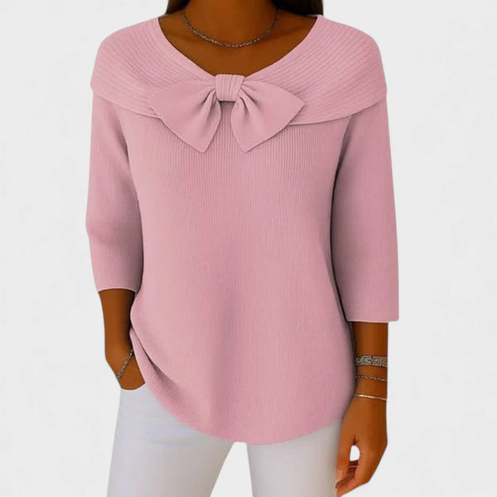 Selena – Suéter de Mujer con Lazo y Escote Redondo