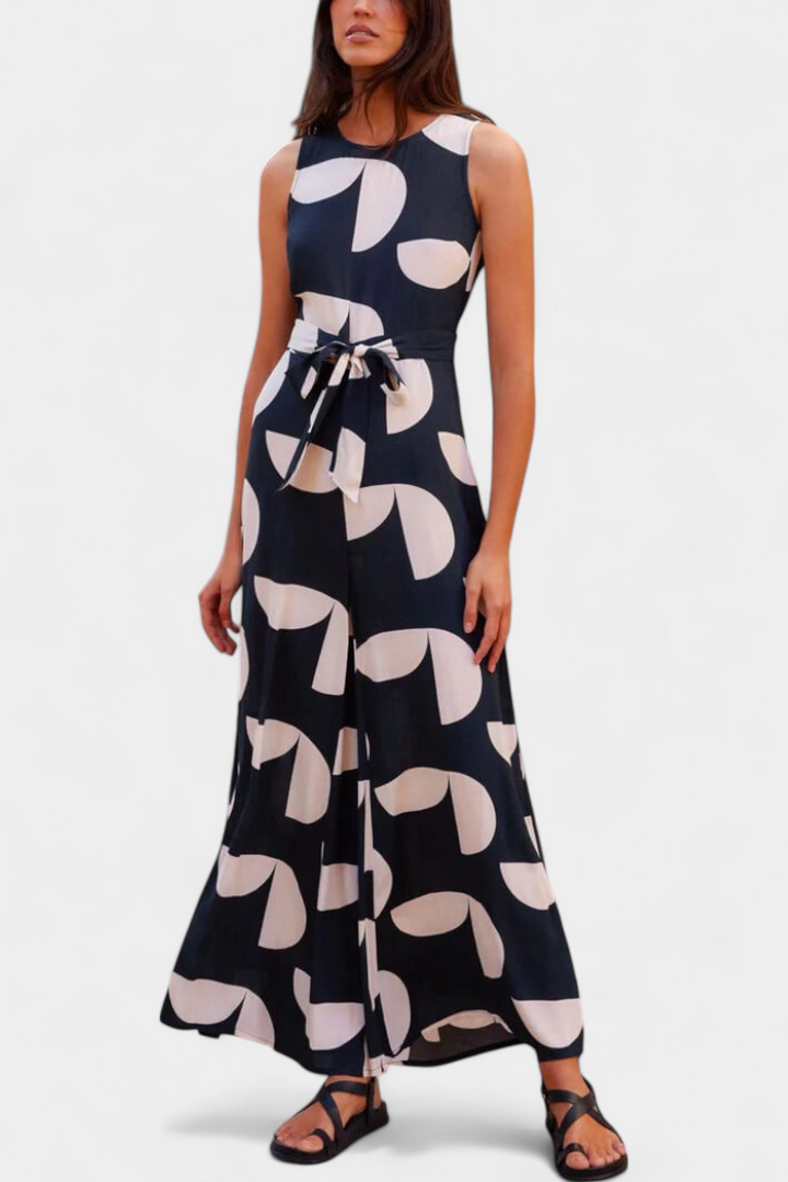 Brooke Mono Holgado Estampado con Cintura Ceñida y Pierna Ancha