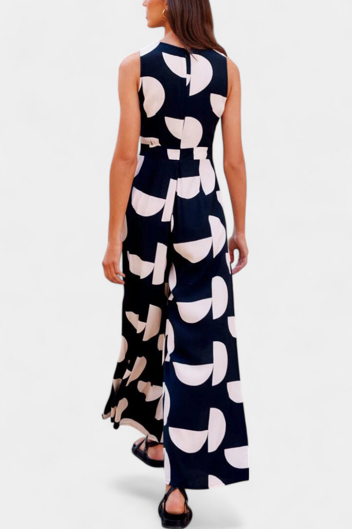 Brooke Mono Holgado Estampado con Cintura Ceñida y Pierna Ancha